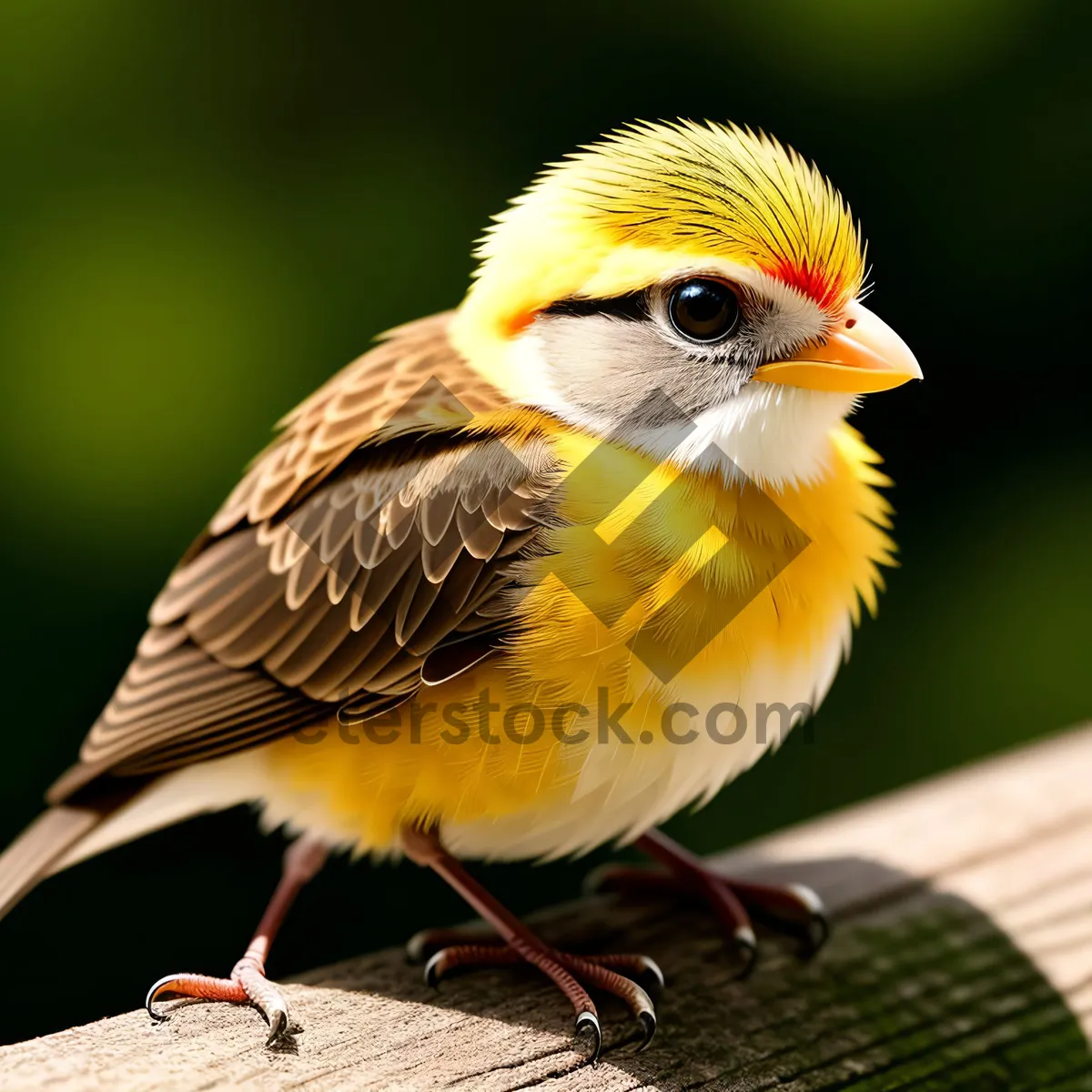 Picture of Vibrant Goldfinch Perched in Blossoming Tree