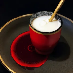 Delicious morning cappuccino in glass cup