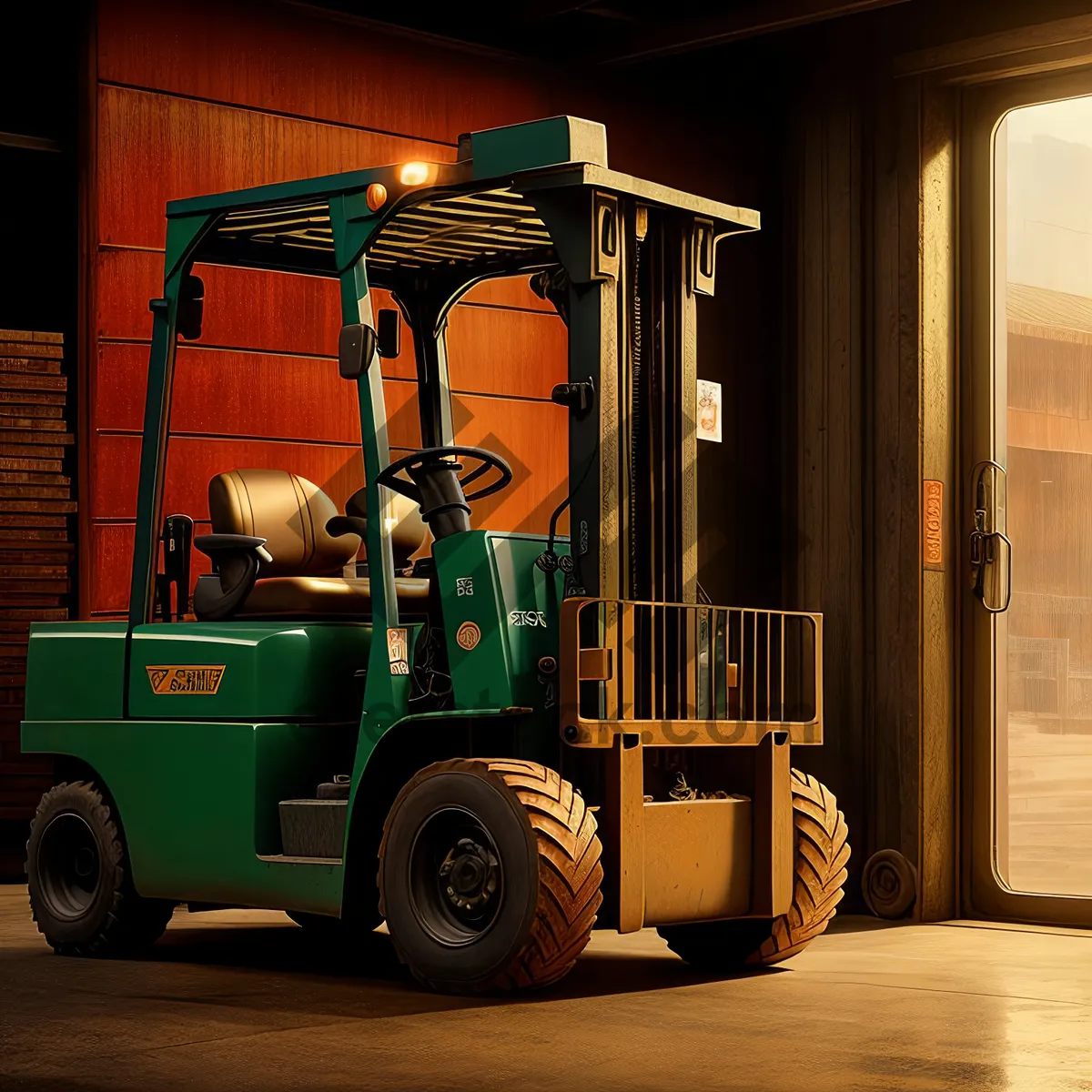 Picture of Industrial Heavy Cargo Forklift in Warehouse