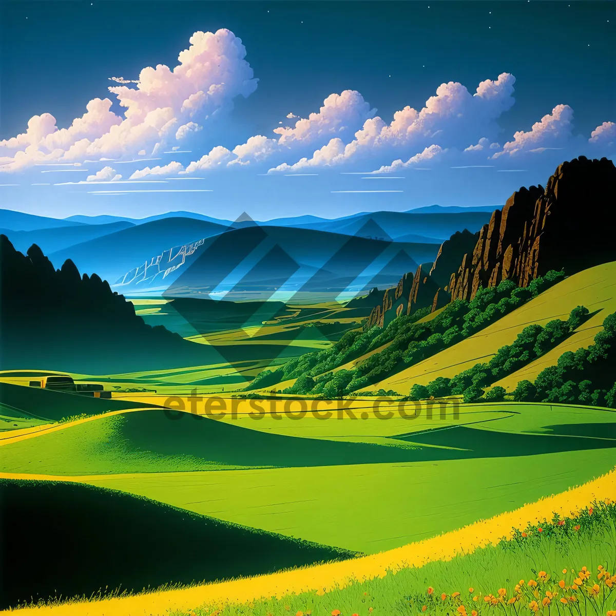 Picture of Sunny Meadow Horizon: A Colorful Summer Landscape