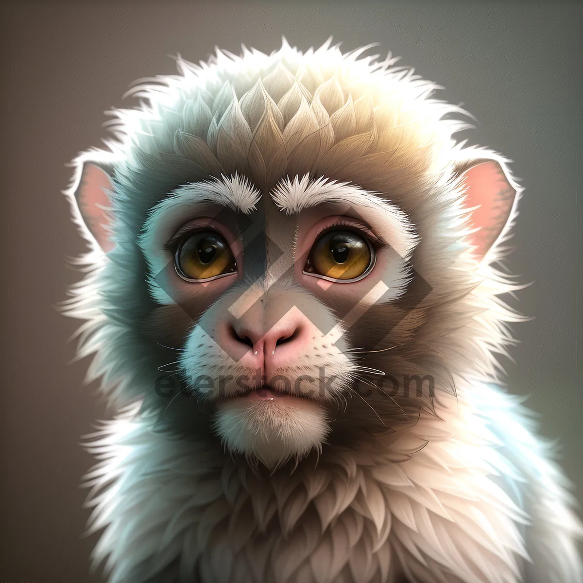 Picture of Cute Macaque Primate with Piercing Eyes