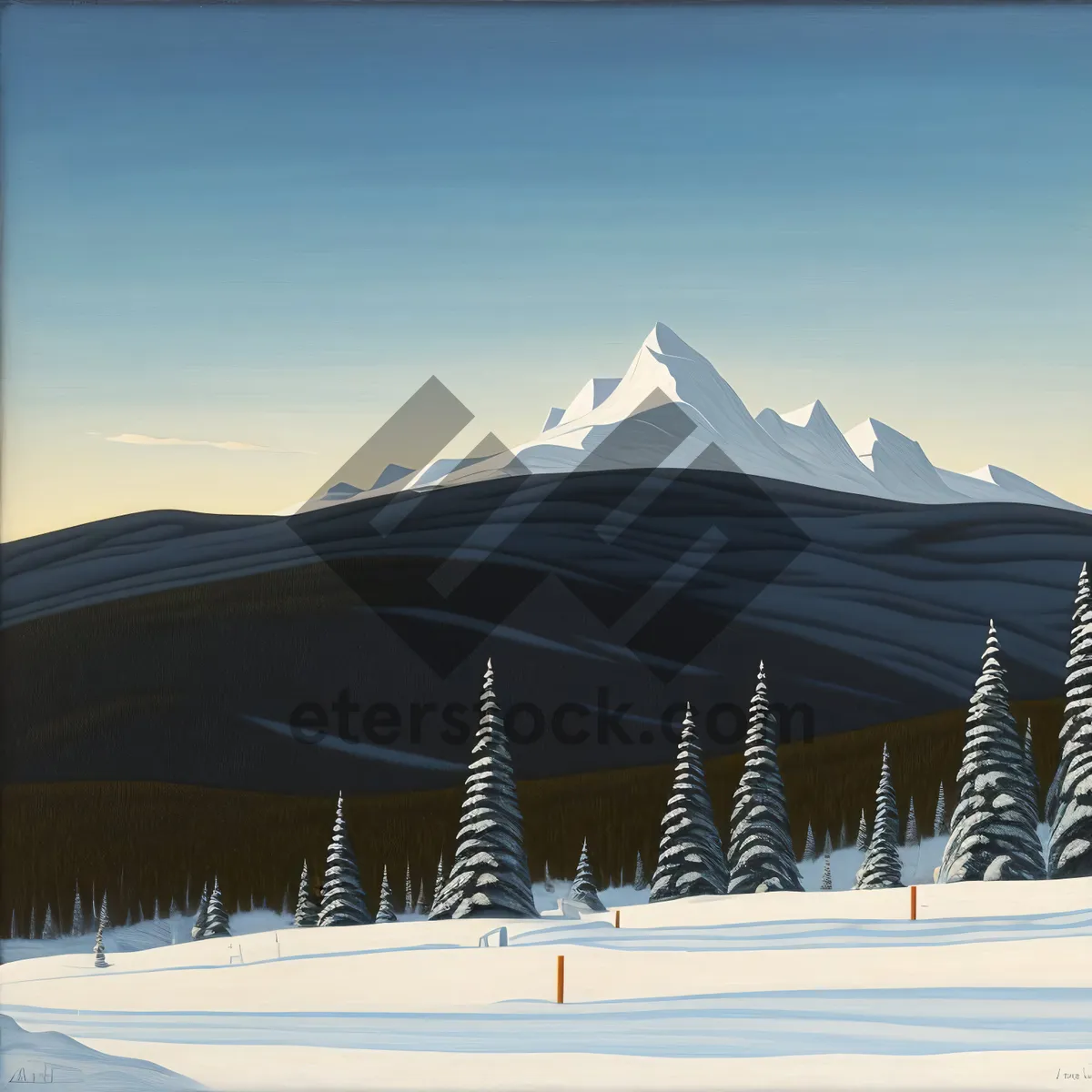 Picture of Winter Wonderland: Majestic Ski Resort Amidst Snowy Mountains