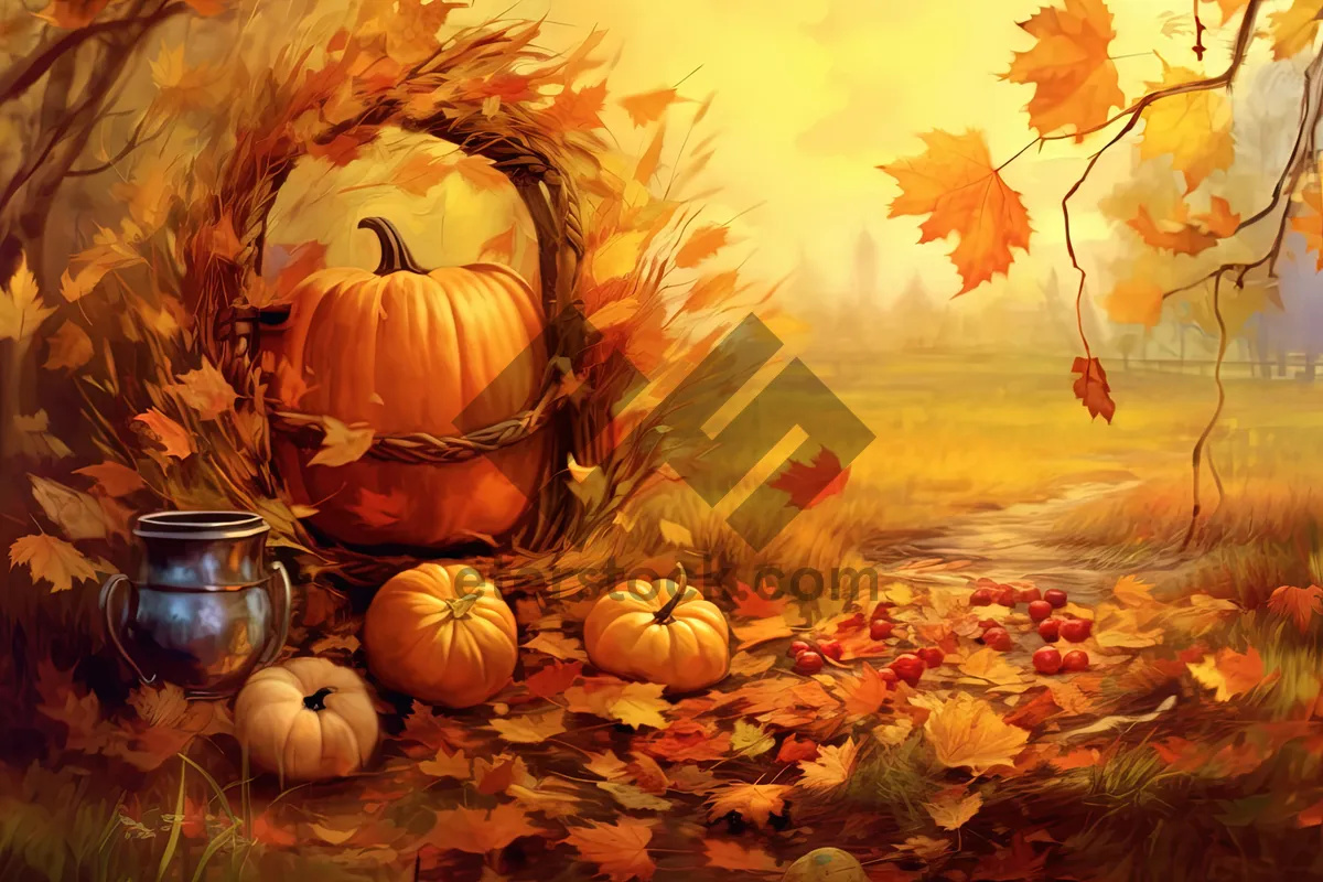 Picture of Autumn Harvest Pumpkin Decoration for Thanksgiving Celebration