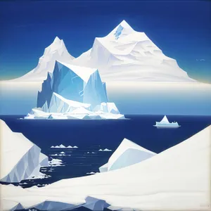 Majestic Mountain Peak Surrounded by Snow-Capped Iceberg Landscape