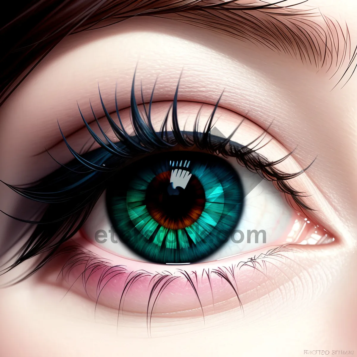 Picture of Closeup of Human Eye with Vibrant Iris