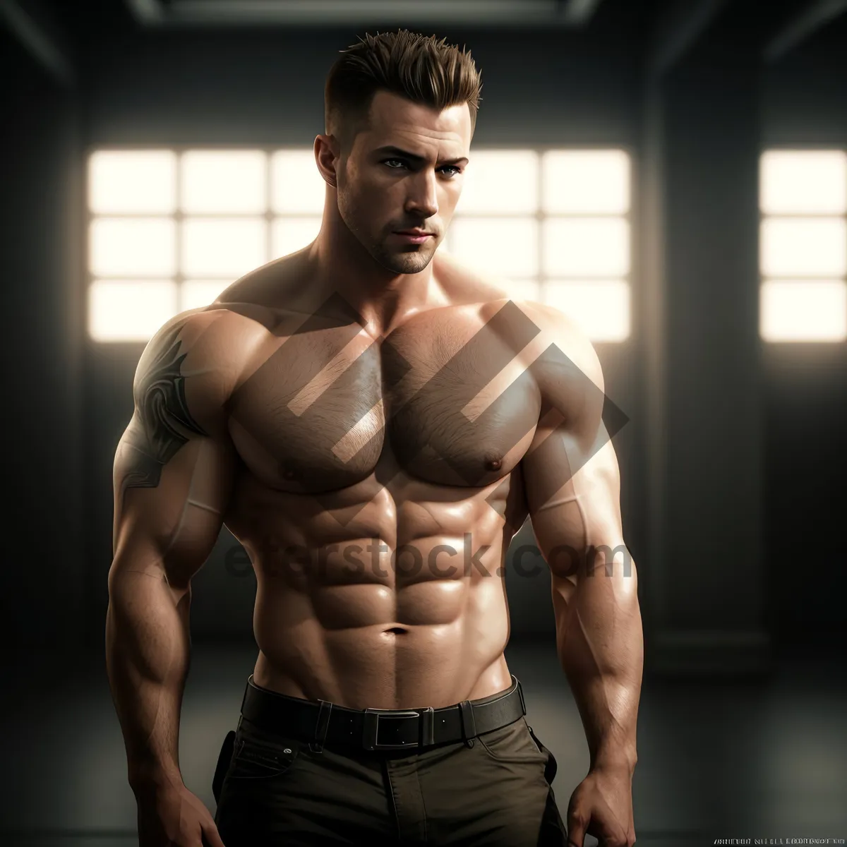 Picture of Powerful and Fit: Handsome Muscular Man with Strong Abs