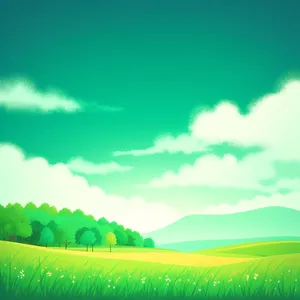 Idyllic Rural Landscape with Colorful Fields and Sunny Sky