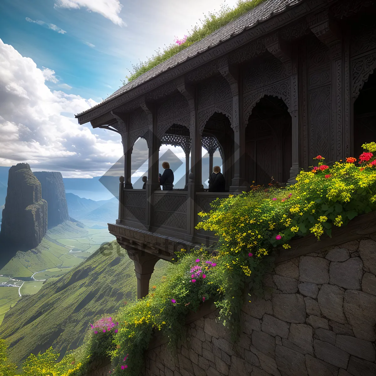 Picture of Ancient Fortress Bridge over Serene River