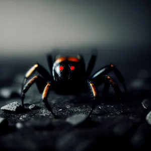 Close-up of Black Widow Spider in Garden