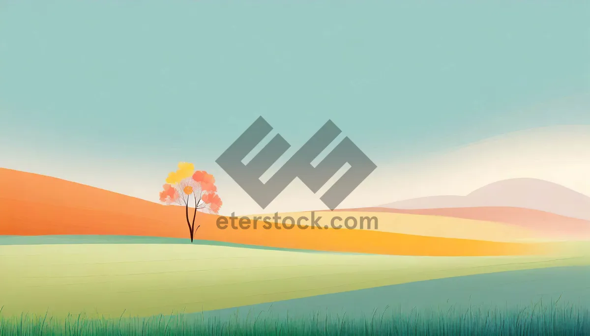 Picture of Scenic desert landscape with orange-yellow sky in Morocco