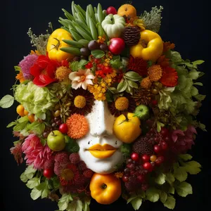 Colorful Fruit Bouquet Decoration with Fresh Berries and Juicy Apples