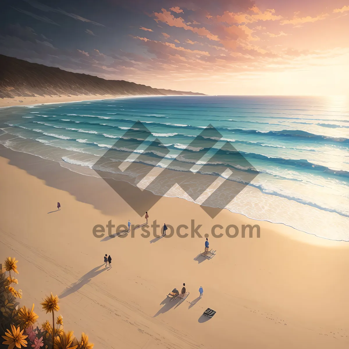 Picture of Turquoise Paradise: Serene Beachscape with Clear Waves and Sunny Sky