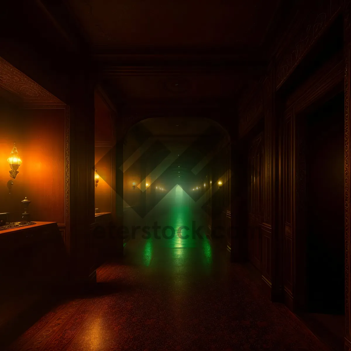 Picture of Ancient Corridor: A Majestic Old Hallway with Atmospheric Light