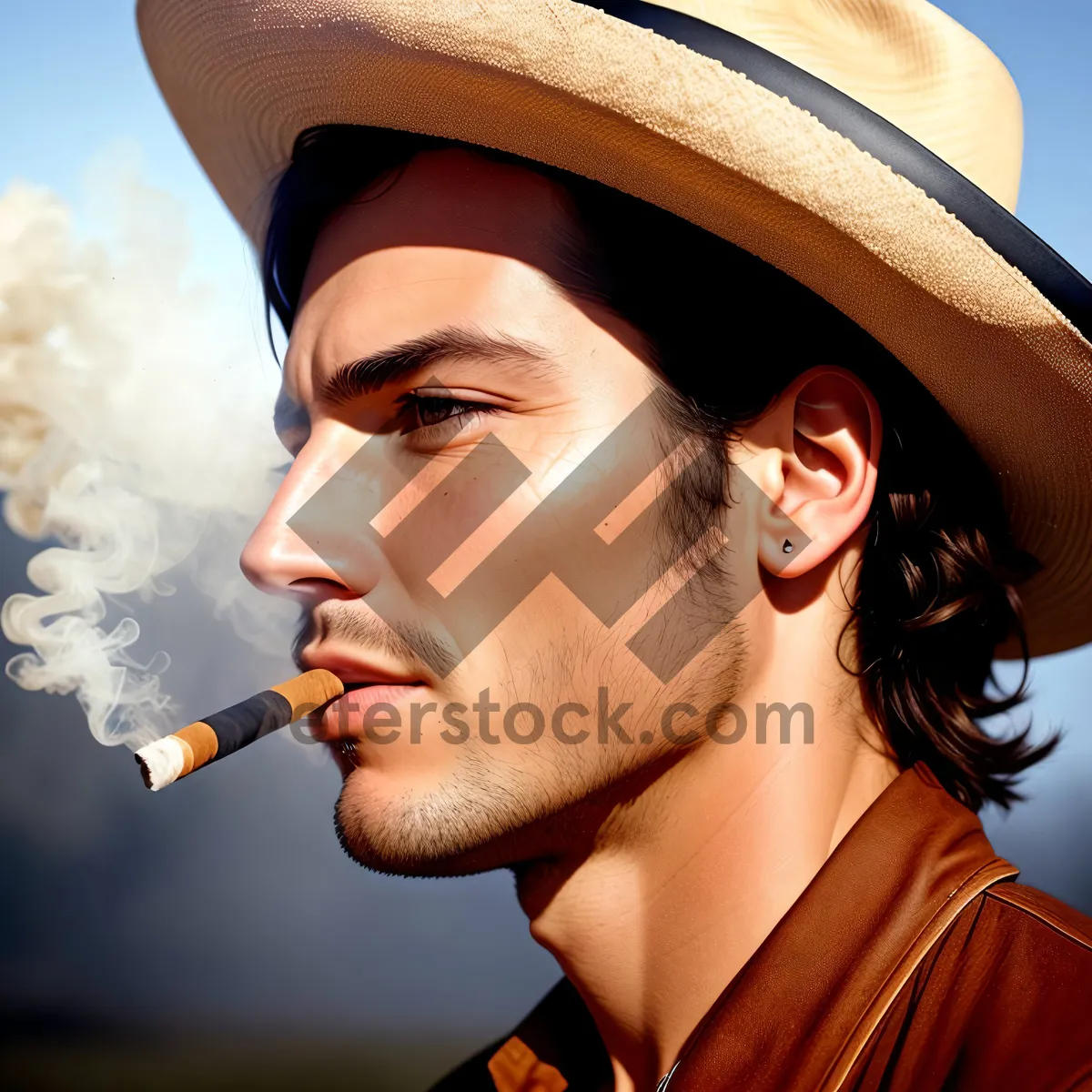 Picture of Stylish Cowboy Hat Whistle Portrait - Fashionable and Alluring