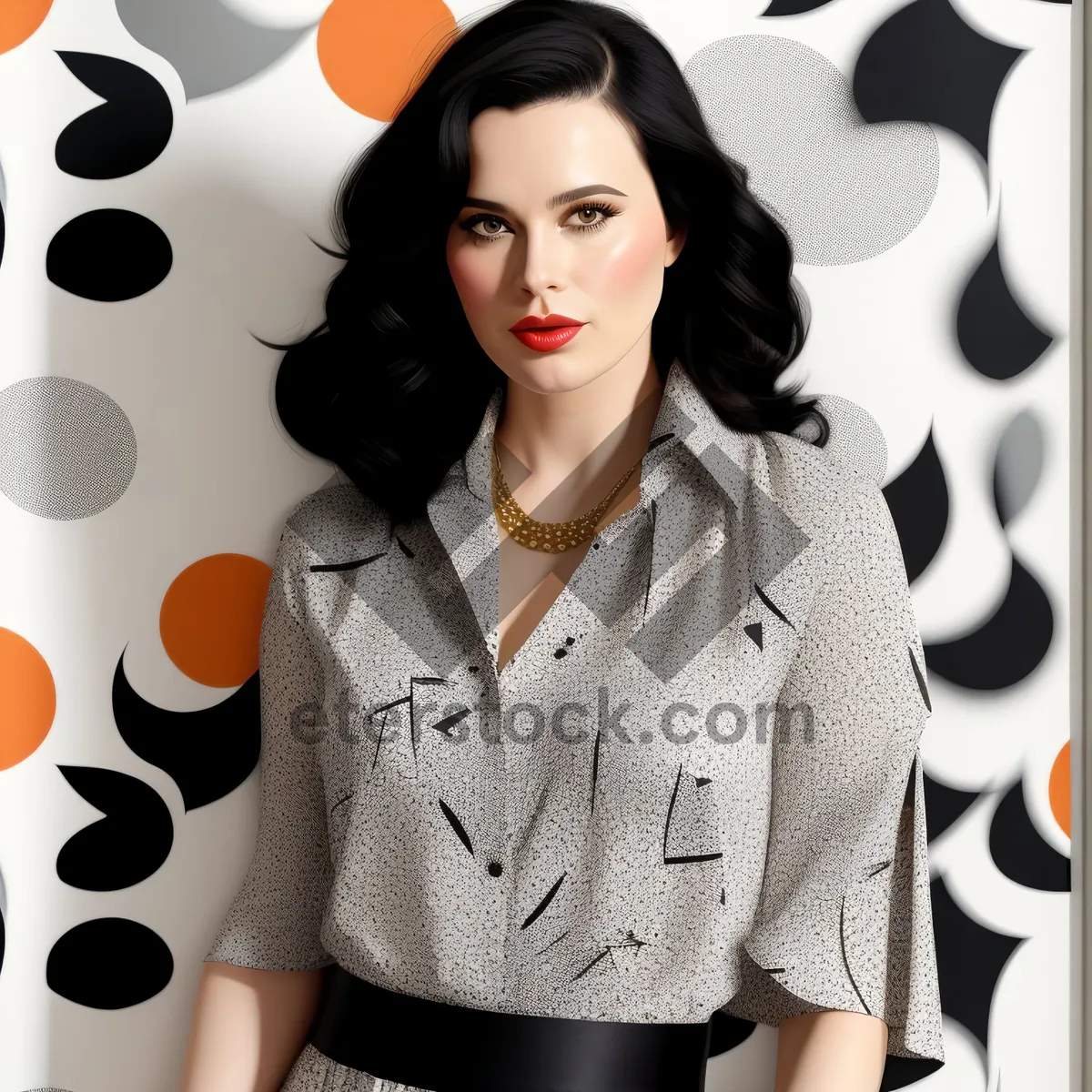 Picture of Fashion model with attractive makeup posing happily.