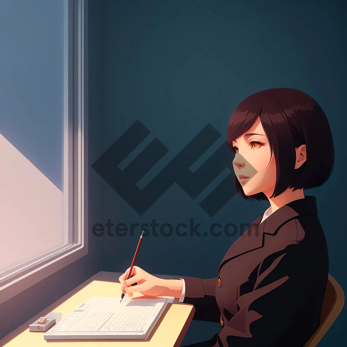 Picture of Successful Businesswoman Working on Laptop in Office