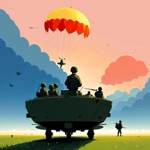 Colorful Hot Air Balloon Soaring Through Sky