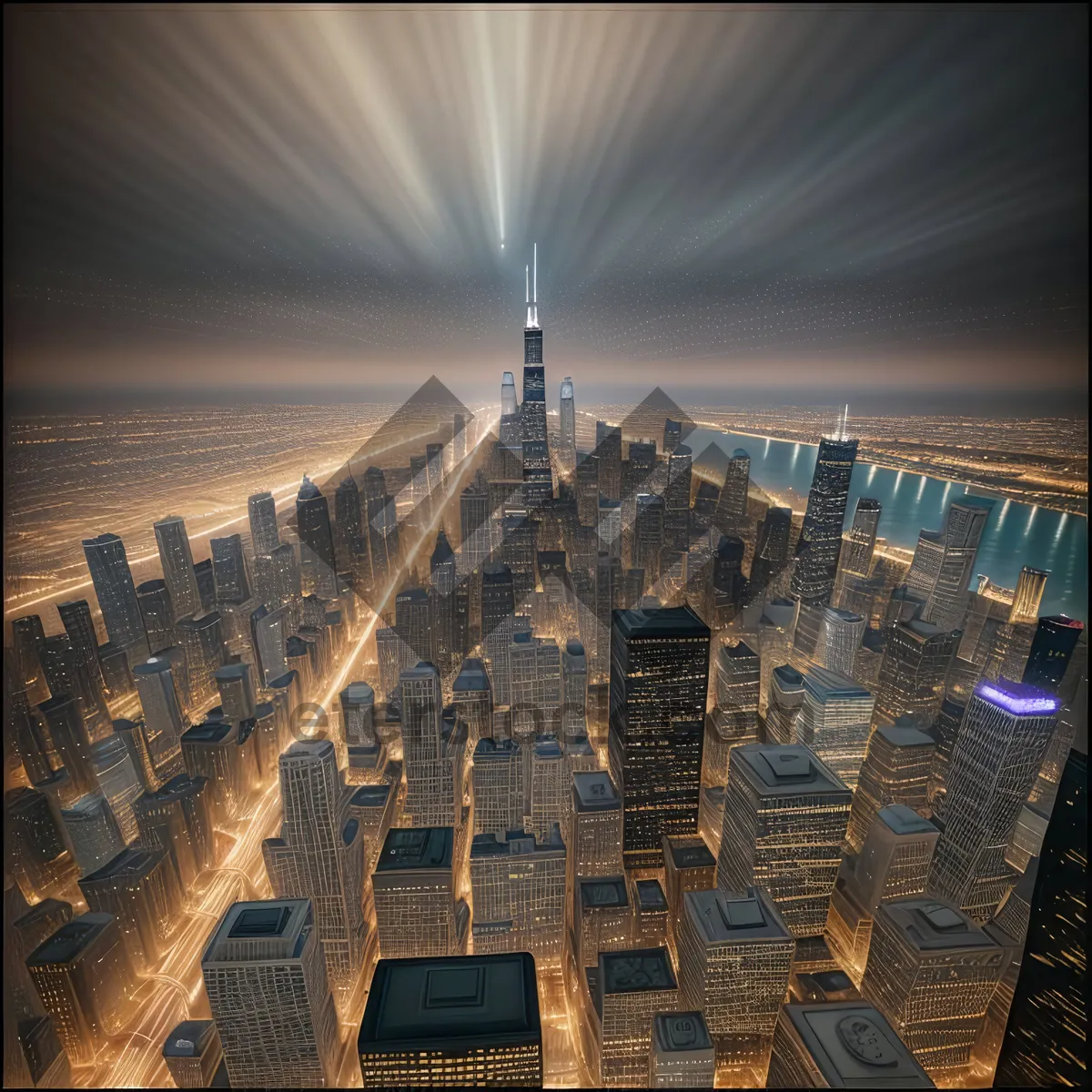 Picture of Nighttime Skyline: Majestic Cityscape with Towering Skyscrapers