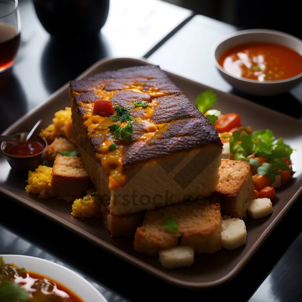 Picture of Healthy Vegetable Plate with Grilled Fish and Salad
