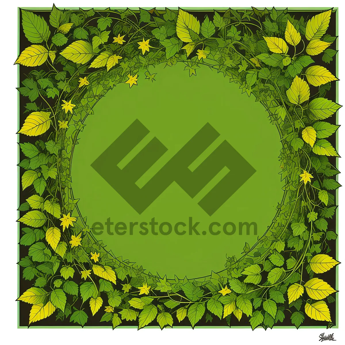 Picture of Floral Grunge Border Design: Artistic Leafy Creation