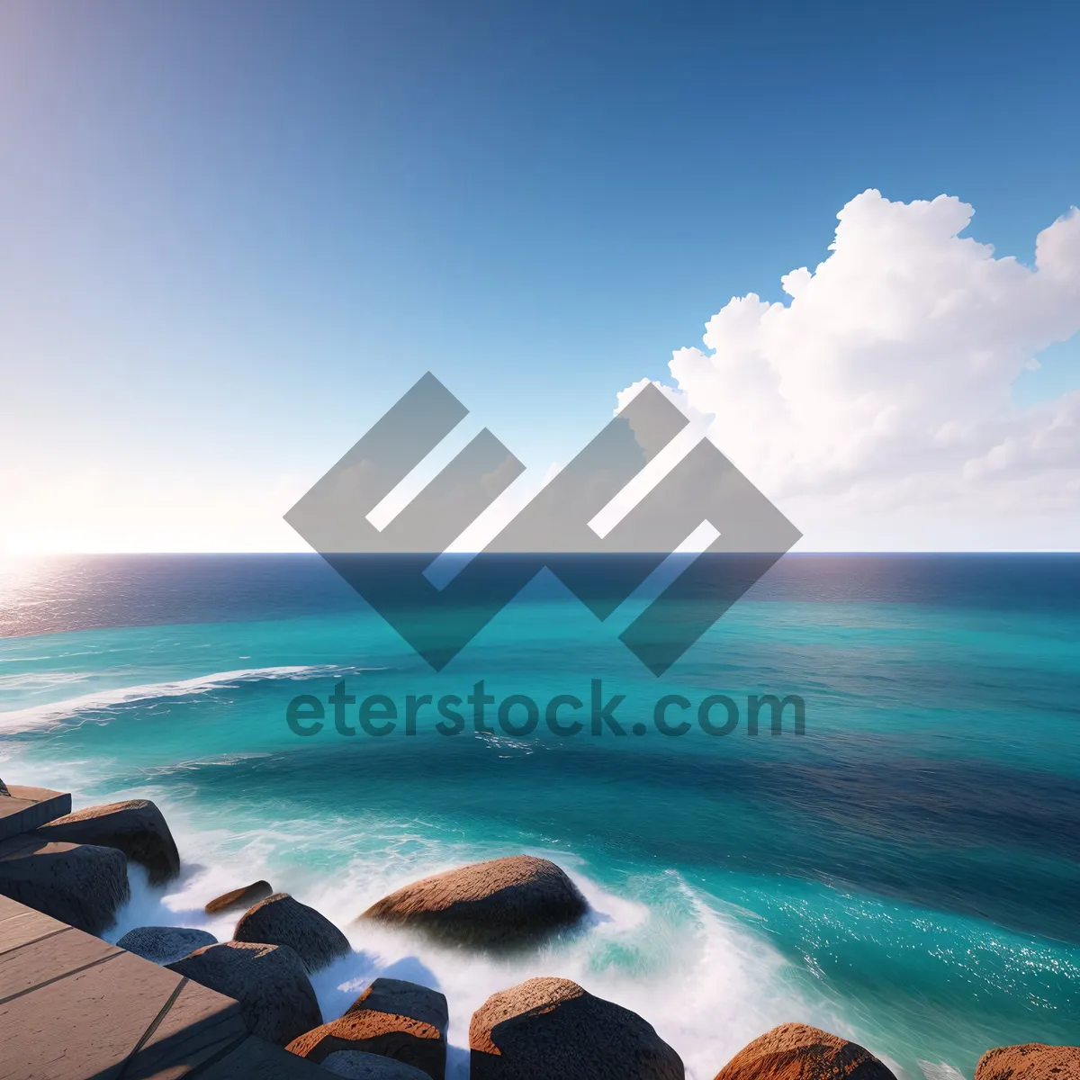 Picture of Serene Seascape Paradise on a Sunny Tropical Island