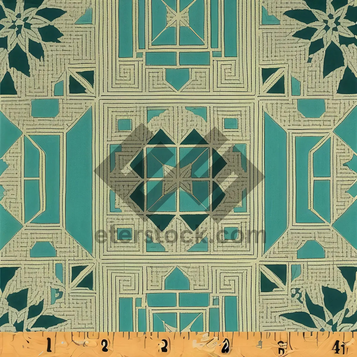 Picture of Vintage floral arabesque tile pattern design