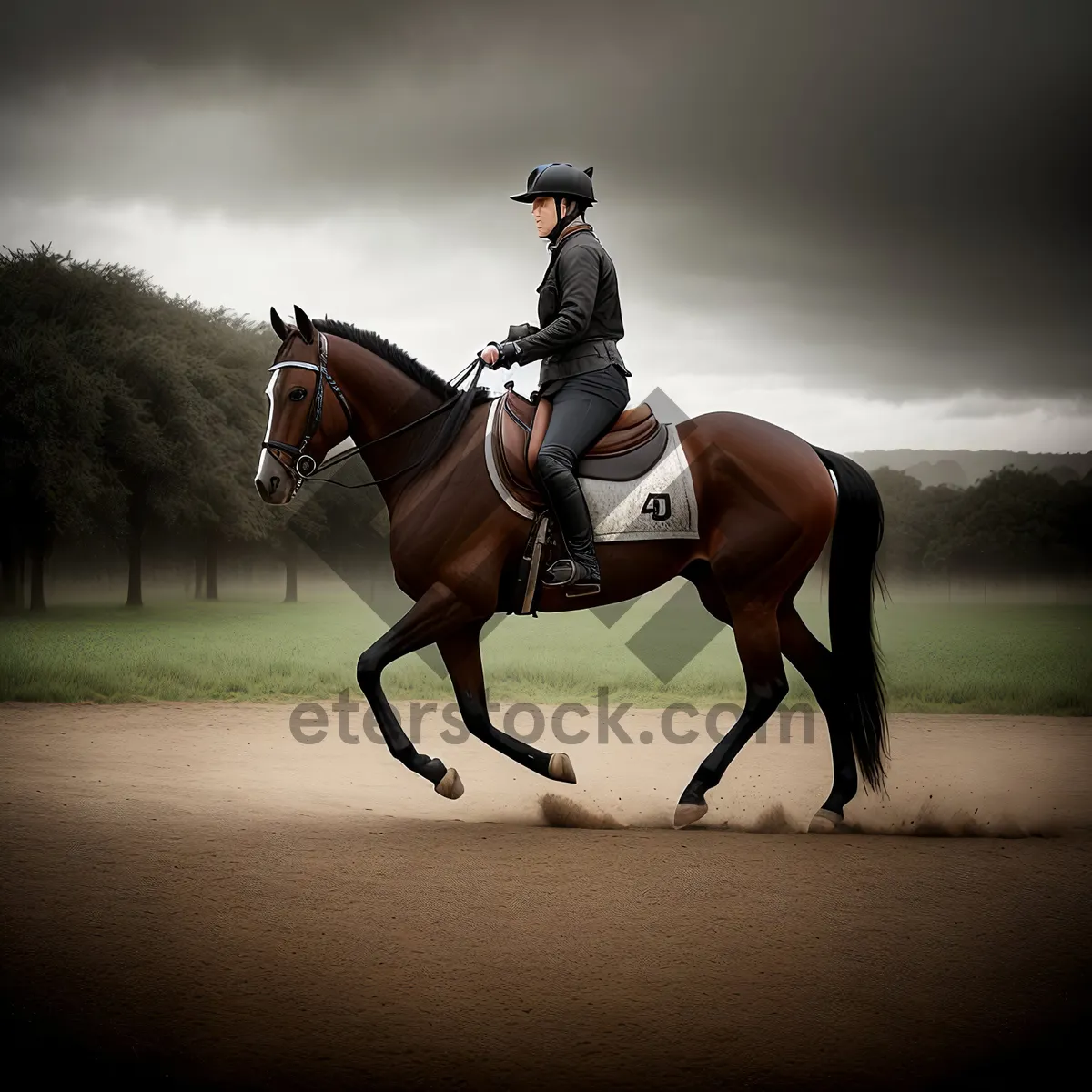 Picture of Polo Mallet on Horseback: Equestrian Sports Equipment