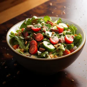 Gourmet fresh vegetables and delicious salad on plate