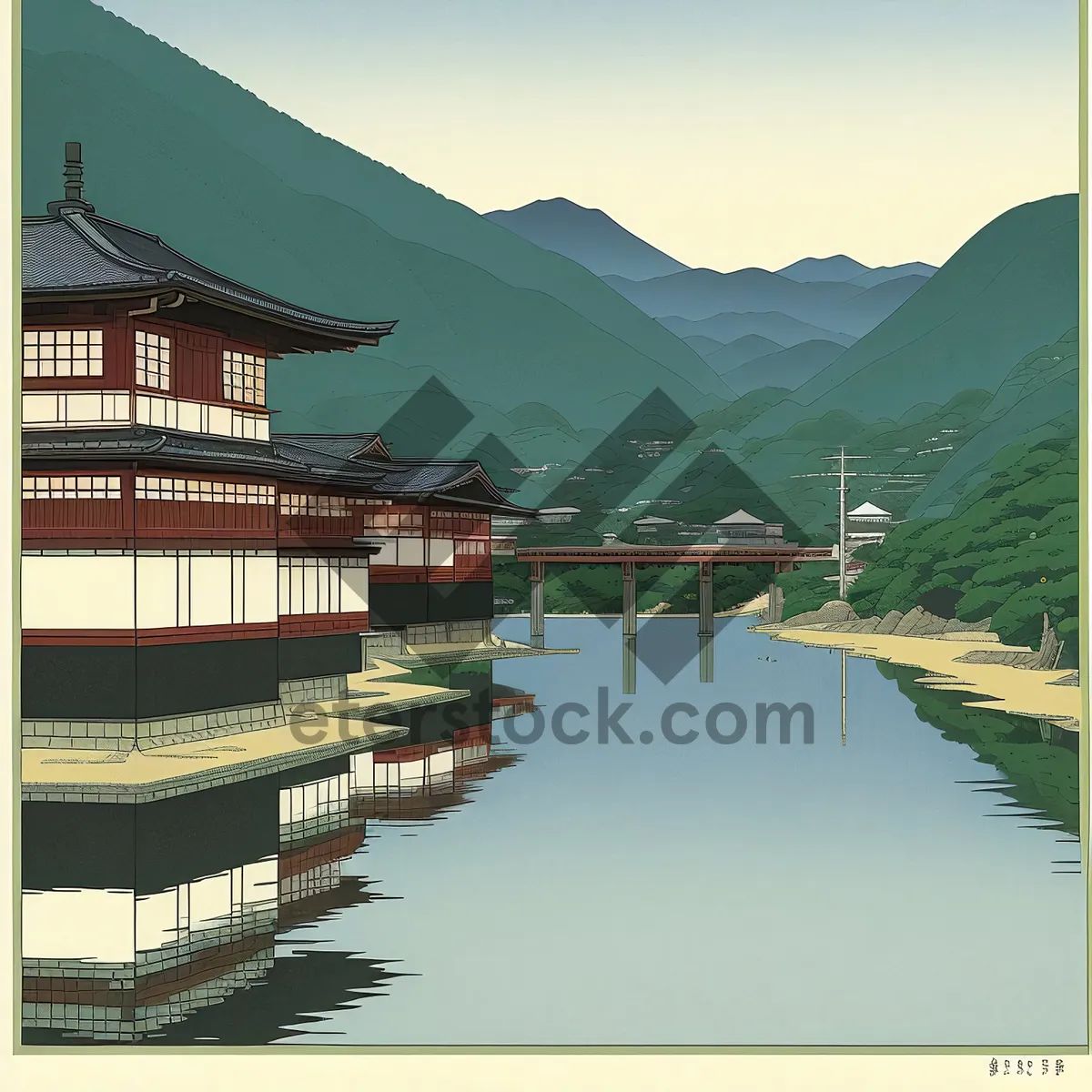Picture of City skyline reflected in serene water.