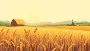 Bright Summer Sky Over Wheat Field