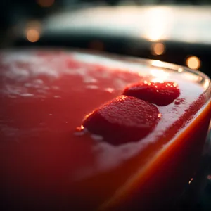 Fresh Berry Breakfast Pudding On Plate With Glass