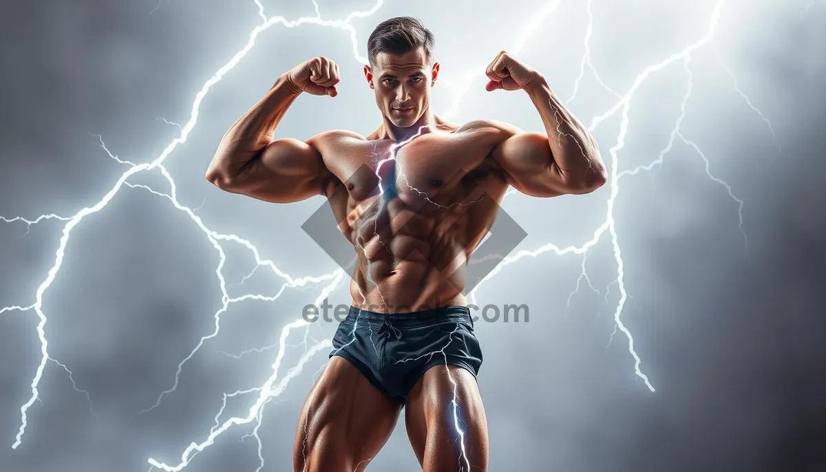 Picture of Attractive male fitness model in fashion portrait pose.