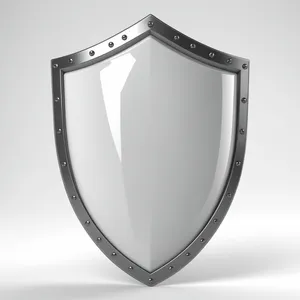 Graphic emblem with shiny shield and heart symbol