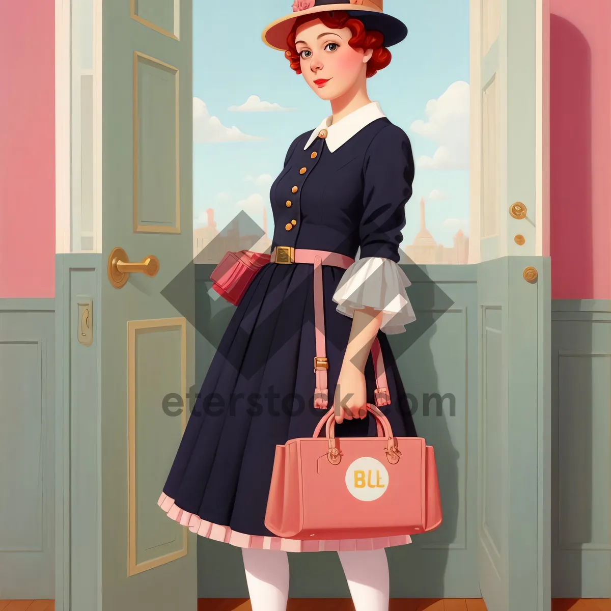 Picture of Stylish Smiling Shopper with Bags