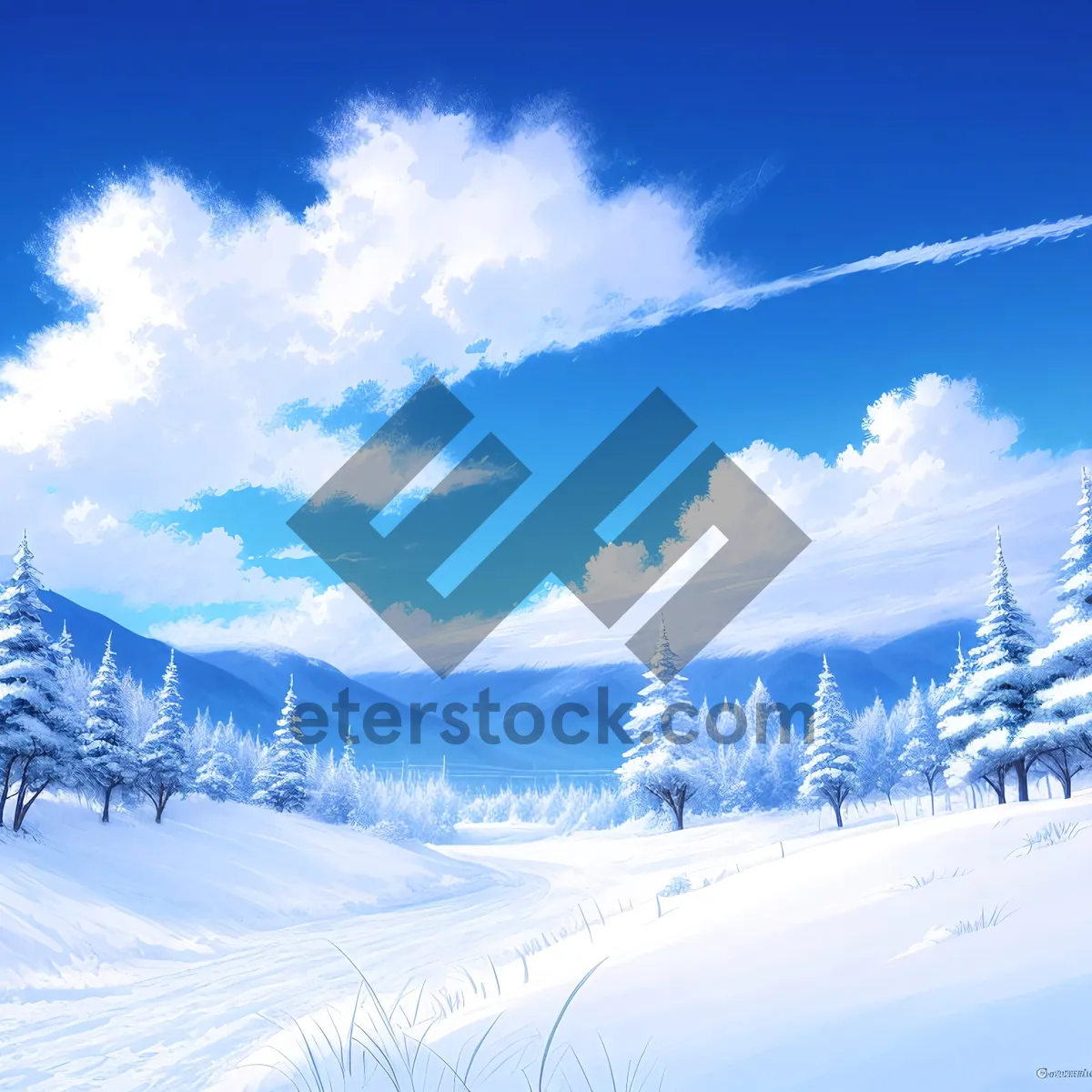 Picture of Snowy Alpine Peaks against a Frosty Winter Sky