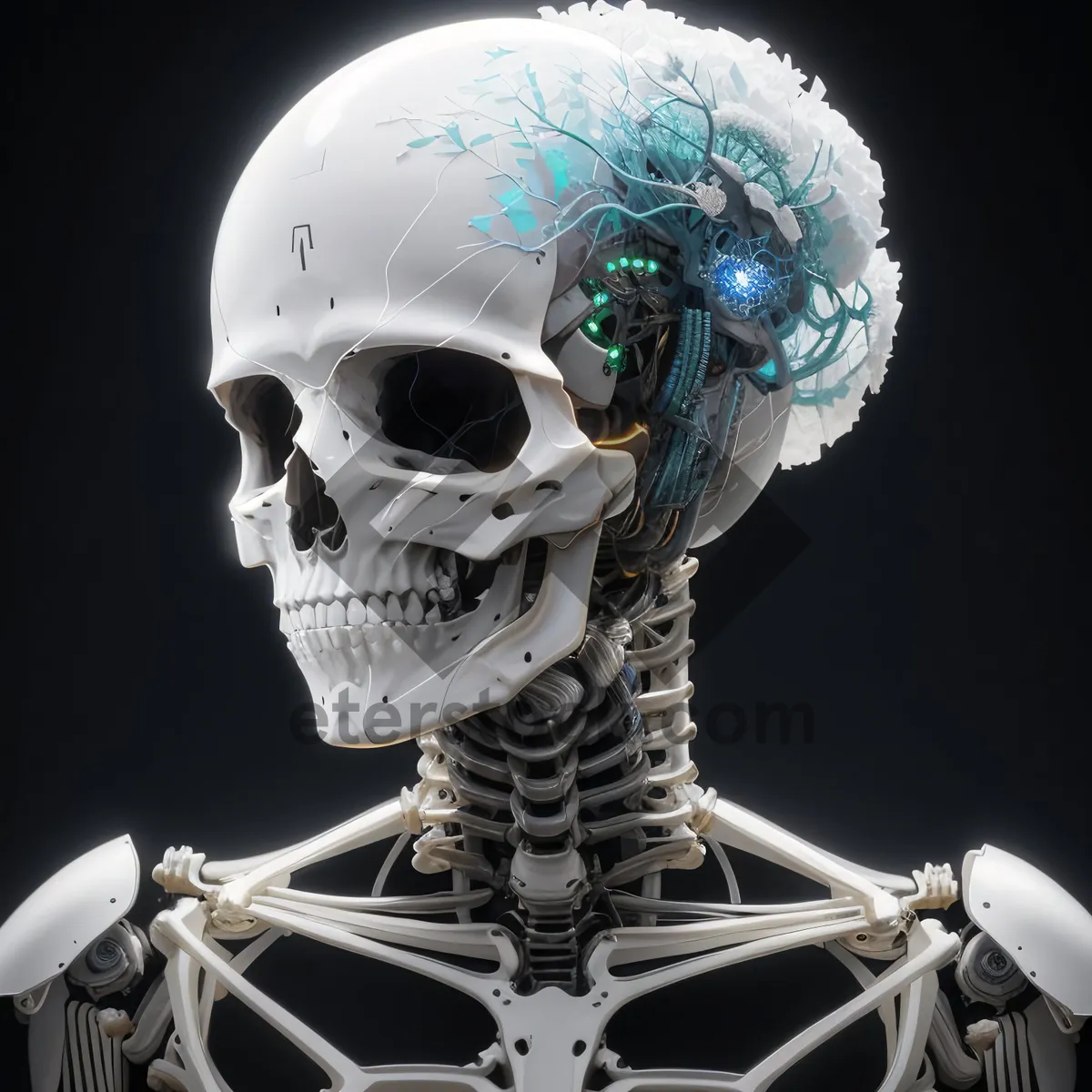 Picture of Skull Helmet on Earth Globe - 3D Horror