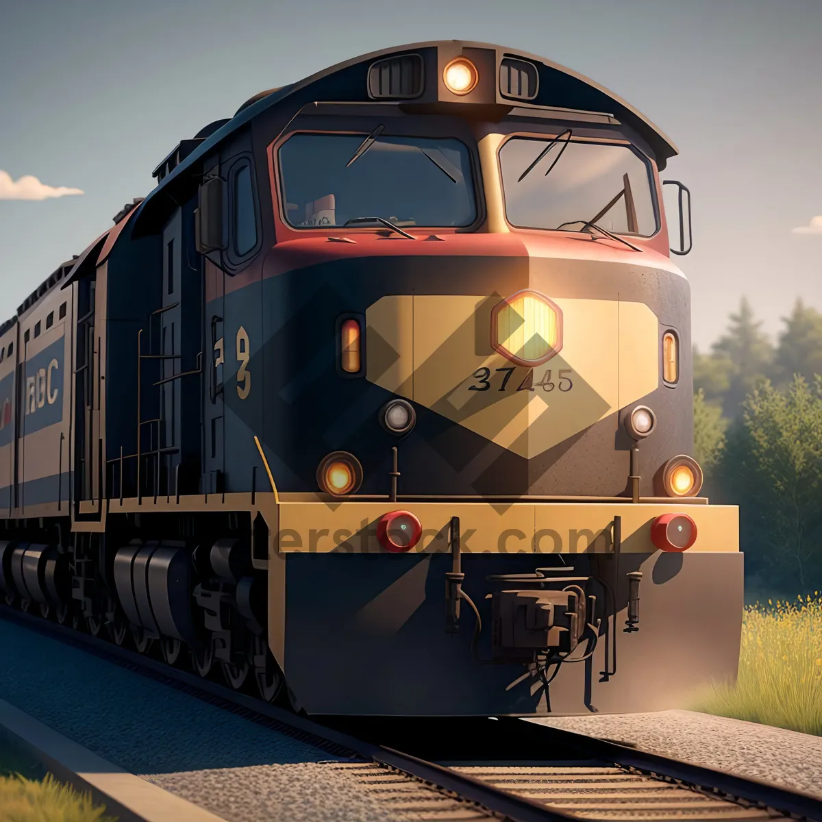 Picture of Vintage electric locomotive on railway track