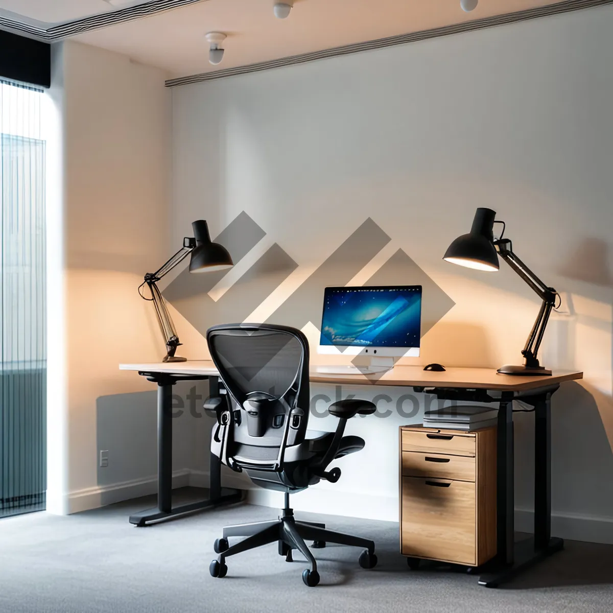 Picture of Modern Office Interior Design with Elegant Computer Desk