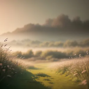 Golden Sunset over Rural Meadow