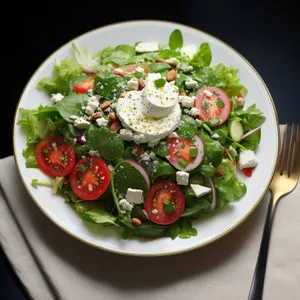 Gourmet Vegetable Salad with Fresh Cheese and Pepper.