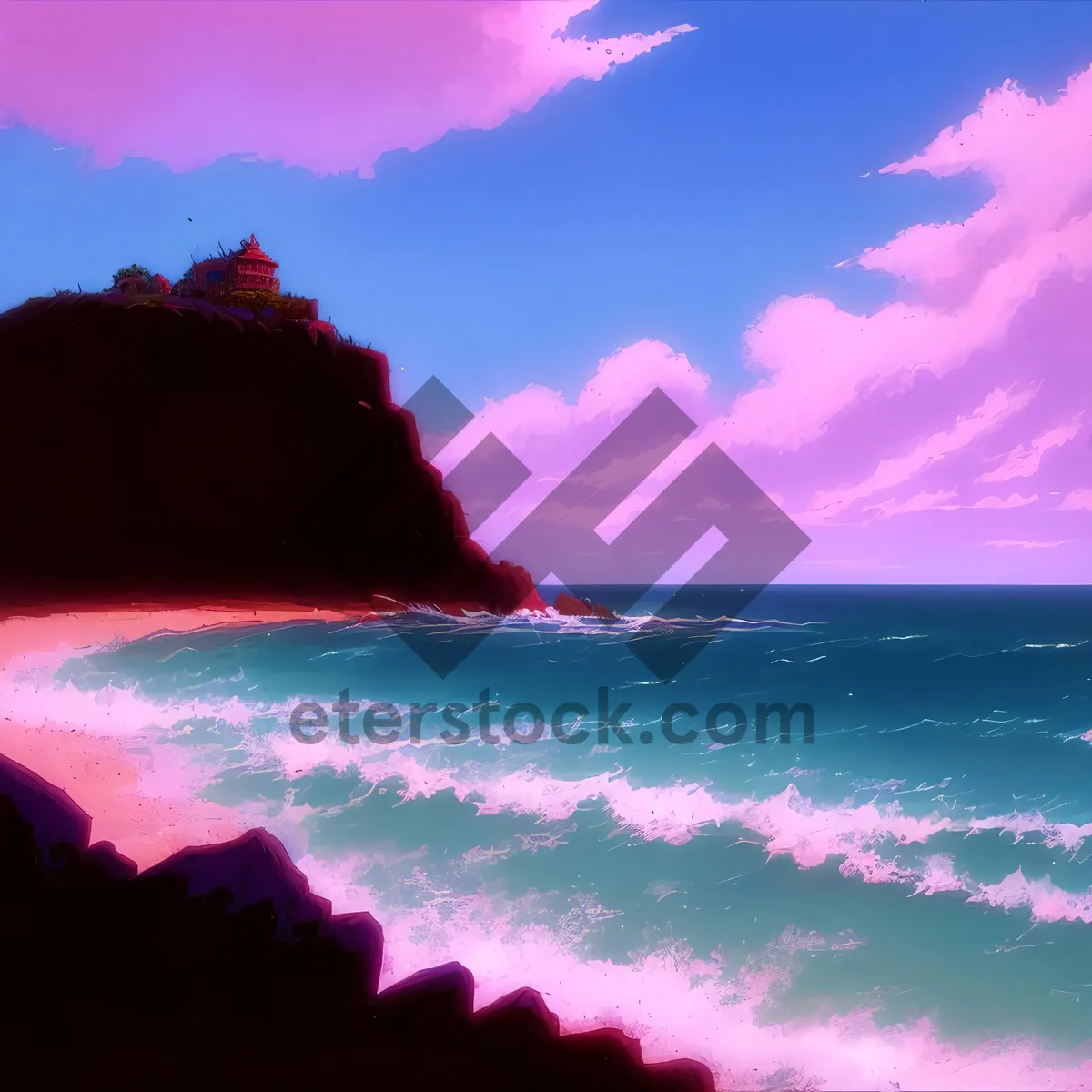 Picture of Serene Coastal Sunset over Pristine Beach
