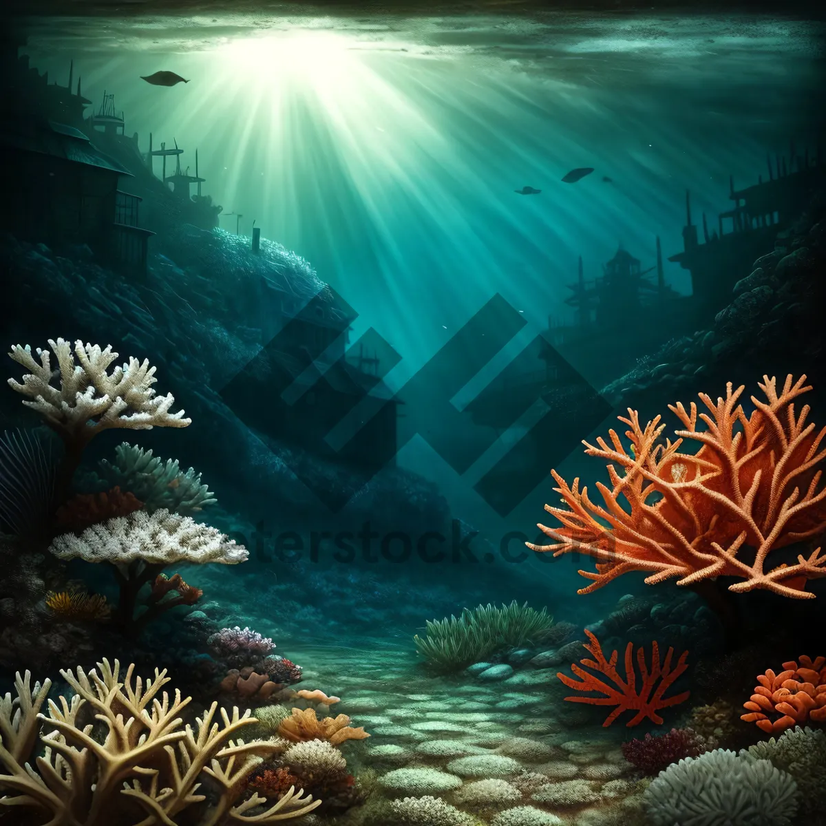 Picture of Colorful Coral Reef Life Underwater