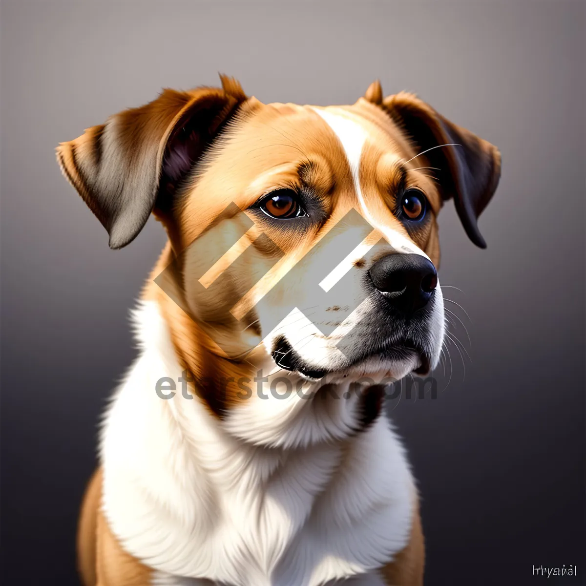 Picture of Adorable Bulldog Puppy with Collar, Sitting and Looking