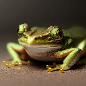 Vibrant-eyed Tree Frog Peeking Through Foliage