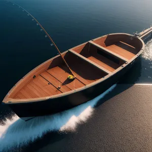 Boat with Musical Strings on Calm Waters