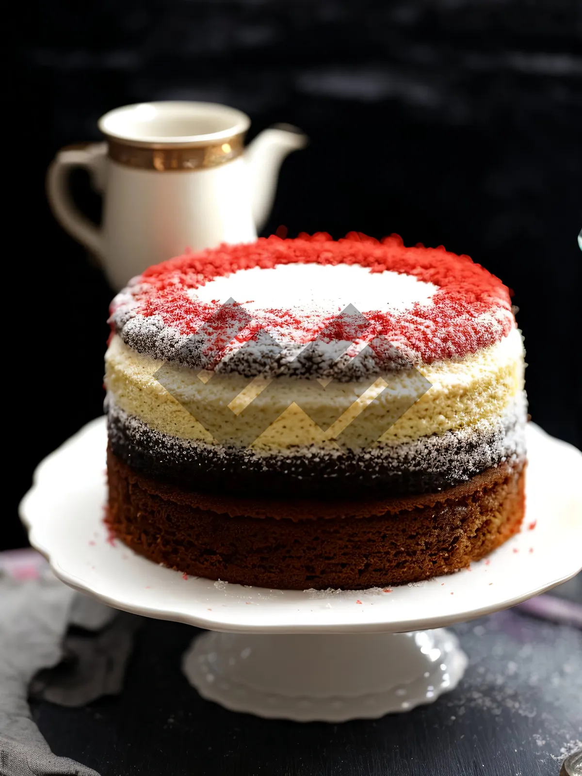 Picture of Gourmet chocolate cake and cappuccino breakfast