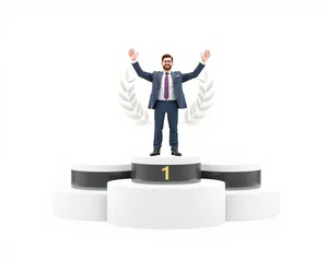 Success-focused businessman silhouette with briefcase standing out visually.