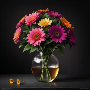 Colorful Spring Floral Bouquet in Pink Vase