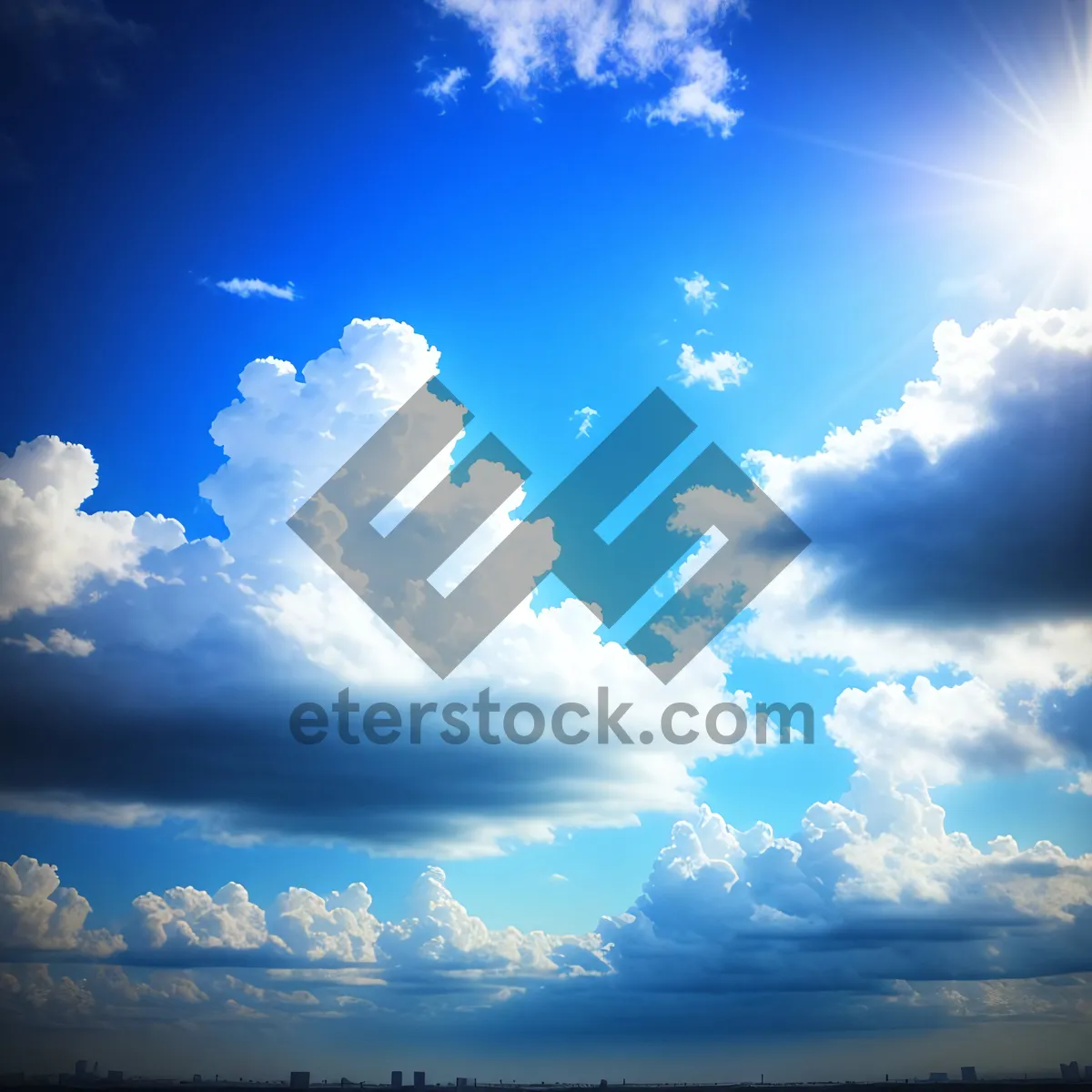 Picture of Vibrant Sunny Sky with Fluffy Clouds