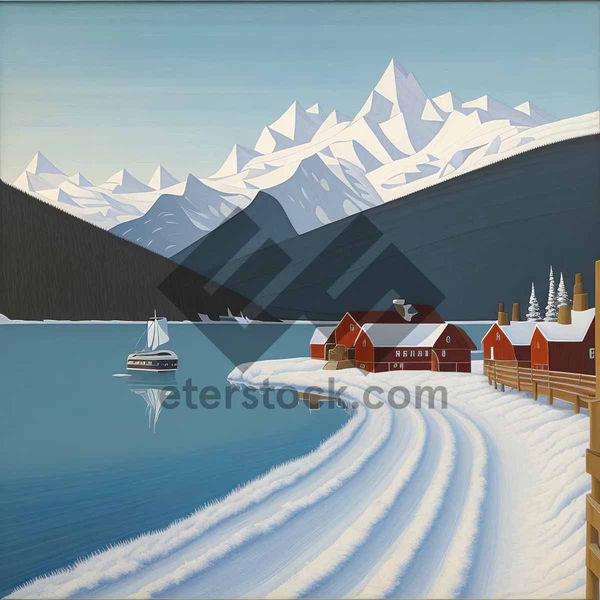 Picture of Winter Wonderland: Majestic Mountain Landscape with Snow-Covered Trees